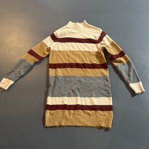 Francesca's Collections Striped Long Sleeve Dress - Cream, Gray, Brown